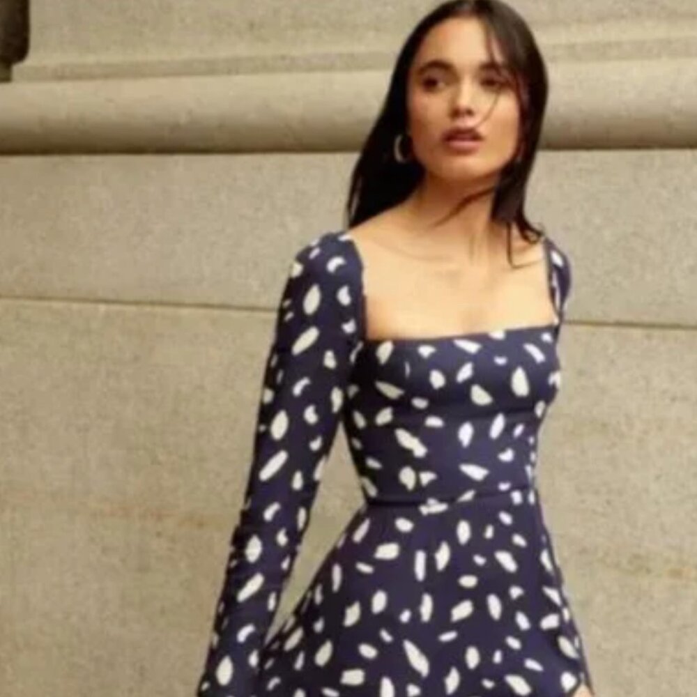 Reformation Sigmund Dress Splatter Printed Midi Length Dress size S-M